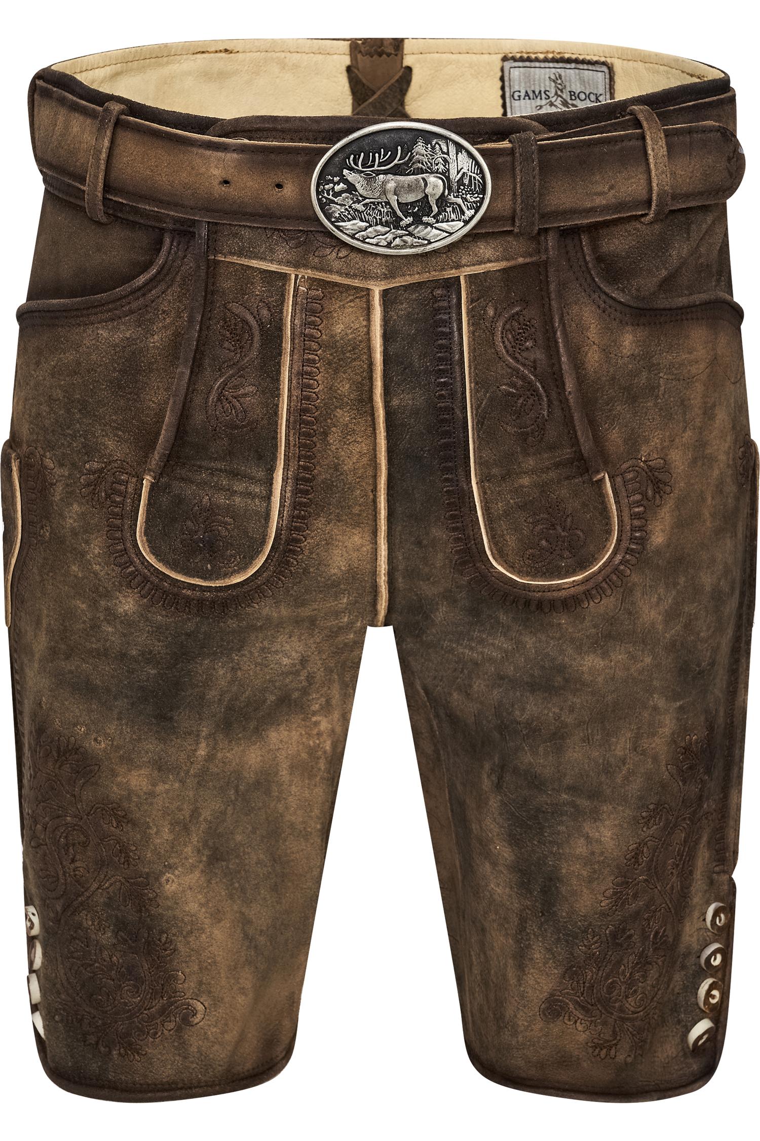 Lederhose Bertl von Gamsbock in Mittelbraun