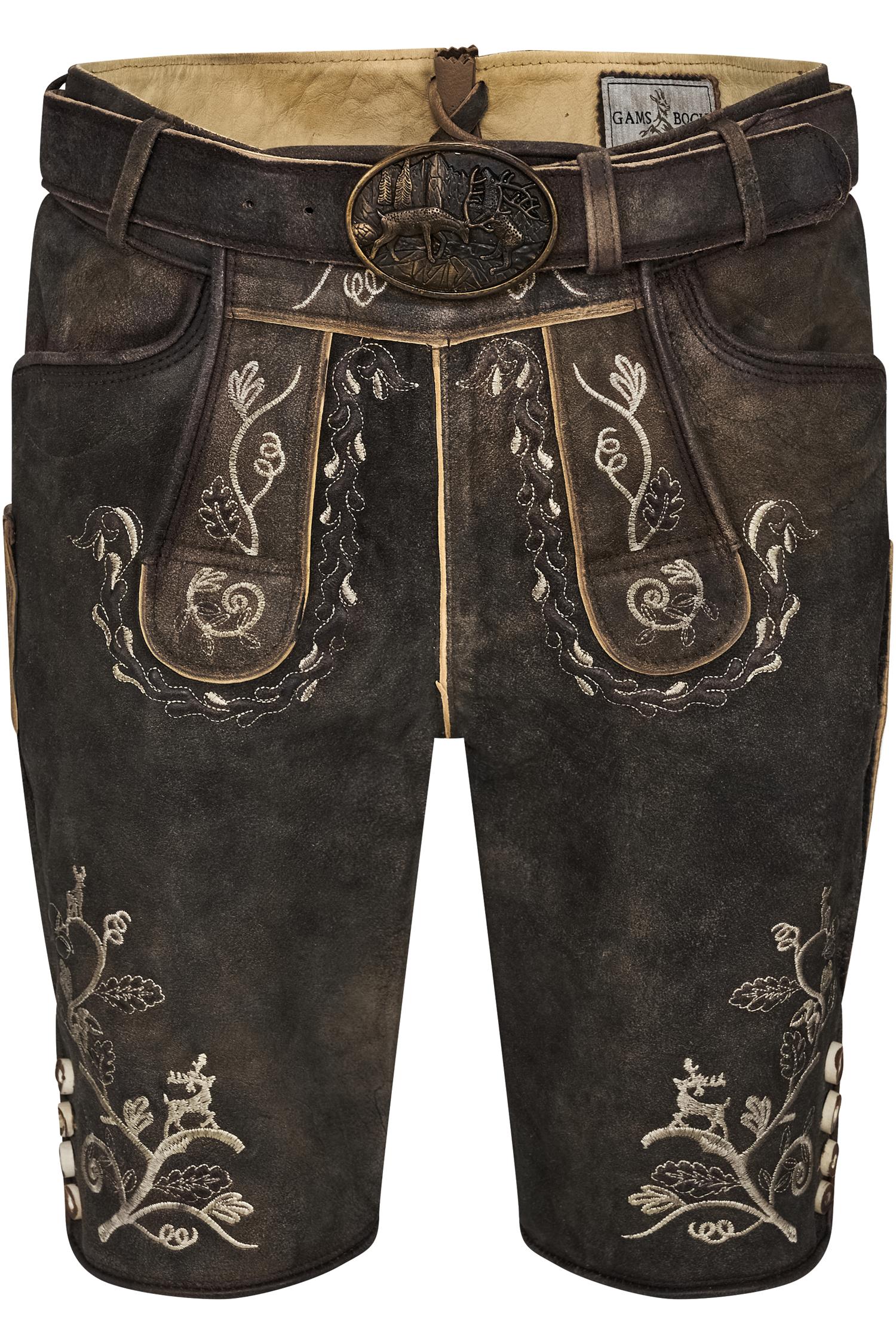 Lederhose Lemuel von Gamsbock in Dunkelgrau