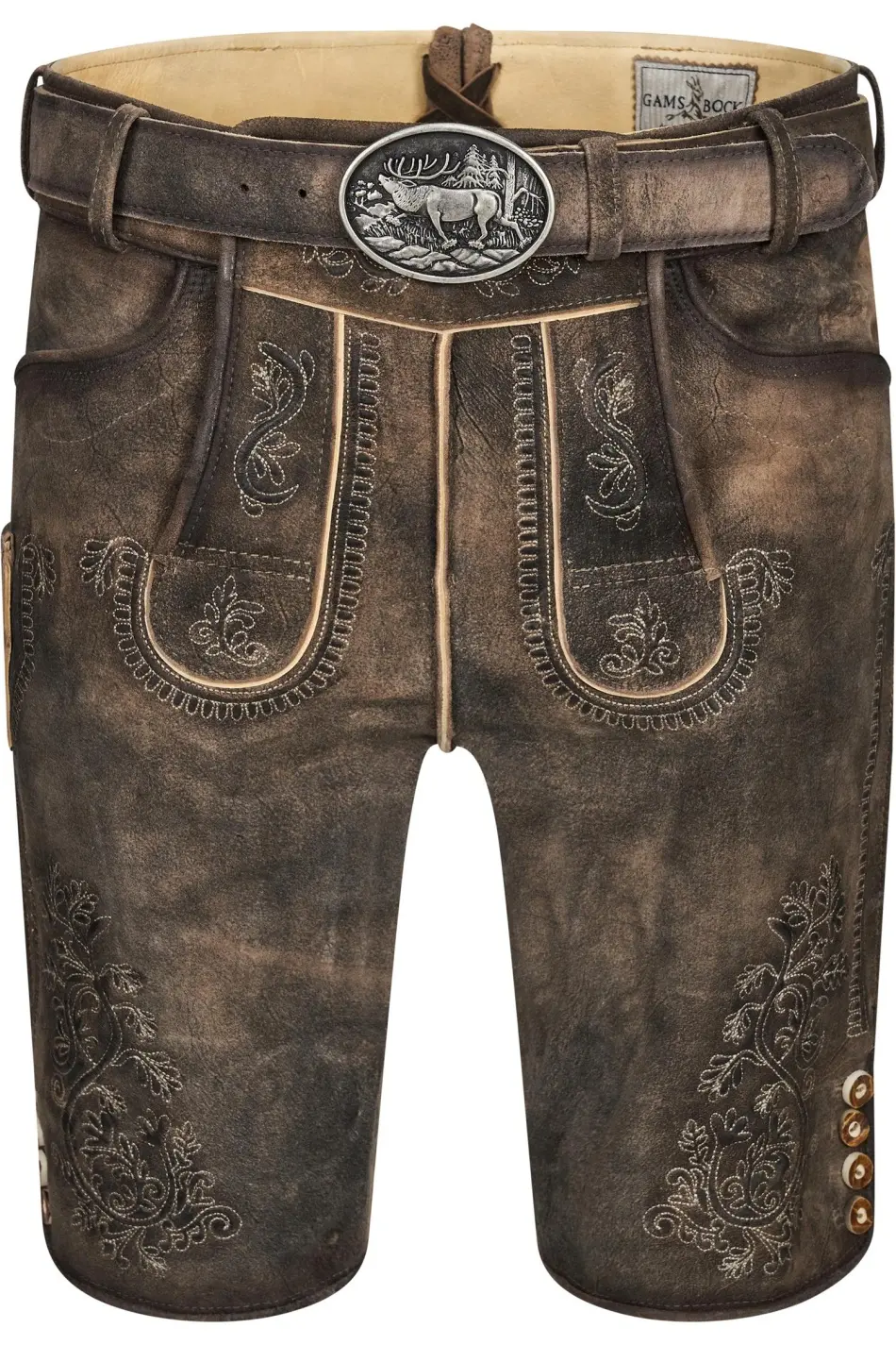Lederhose Bertl von Gamsbock in Dunkelbraun