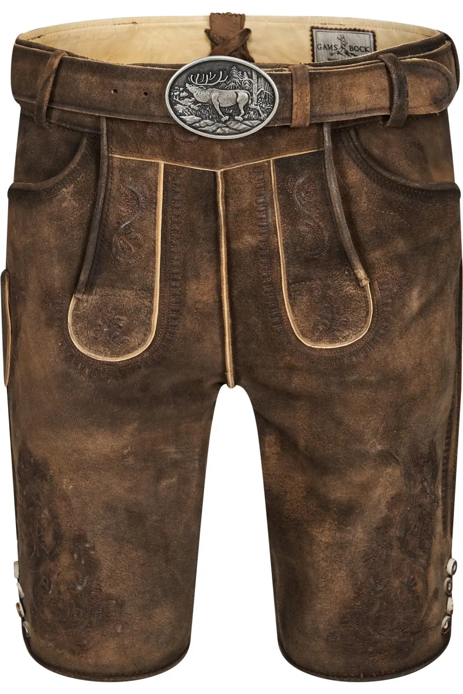 Lederhose Bertl von Gamsbock in Braun