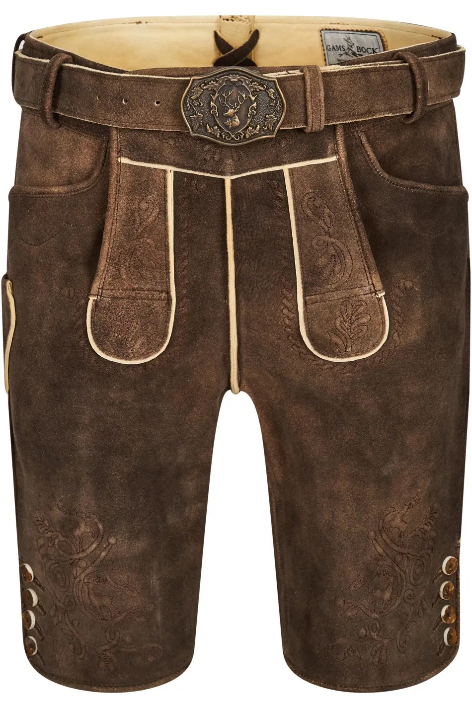 Lederhose Hannes von Gamsbock in Braun