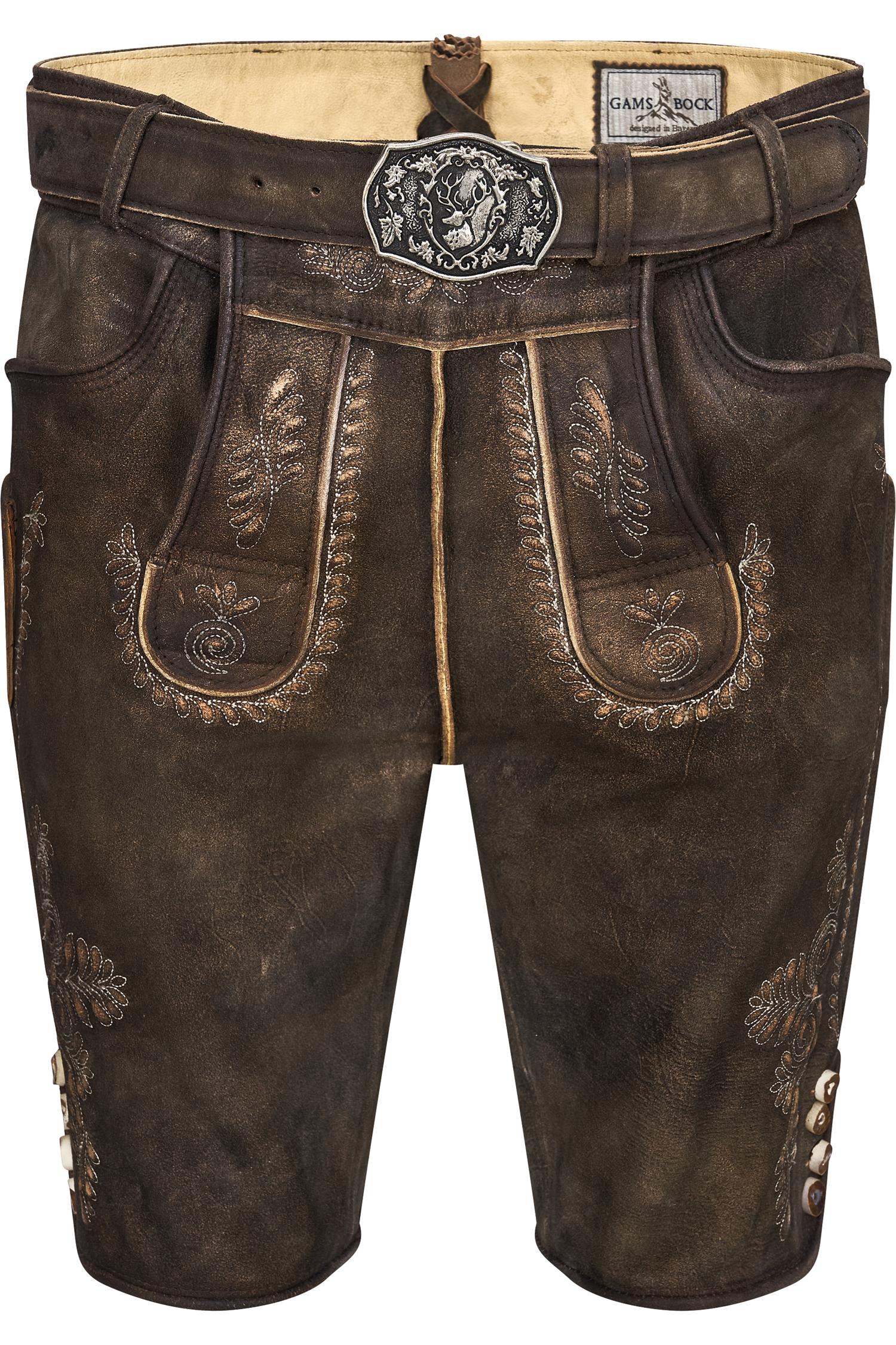 Lederhose Weimar von Gamsbock in Dunkelbraun