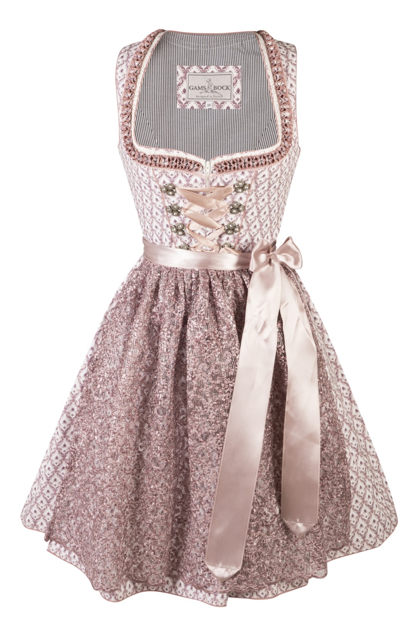 Dirndl von Gamsbock in Weiß/Rosa