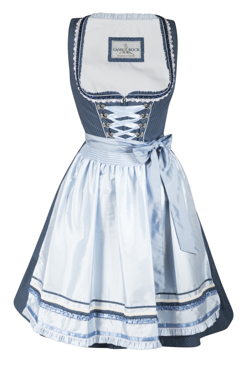 Dirndl von Gamsbock in Blau/Hellblau