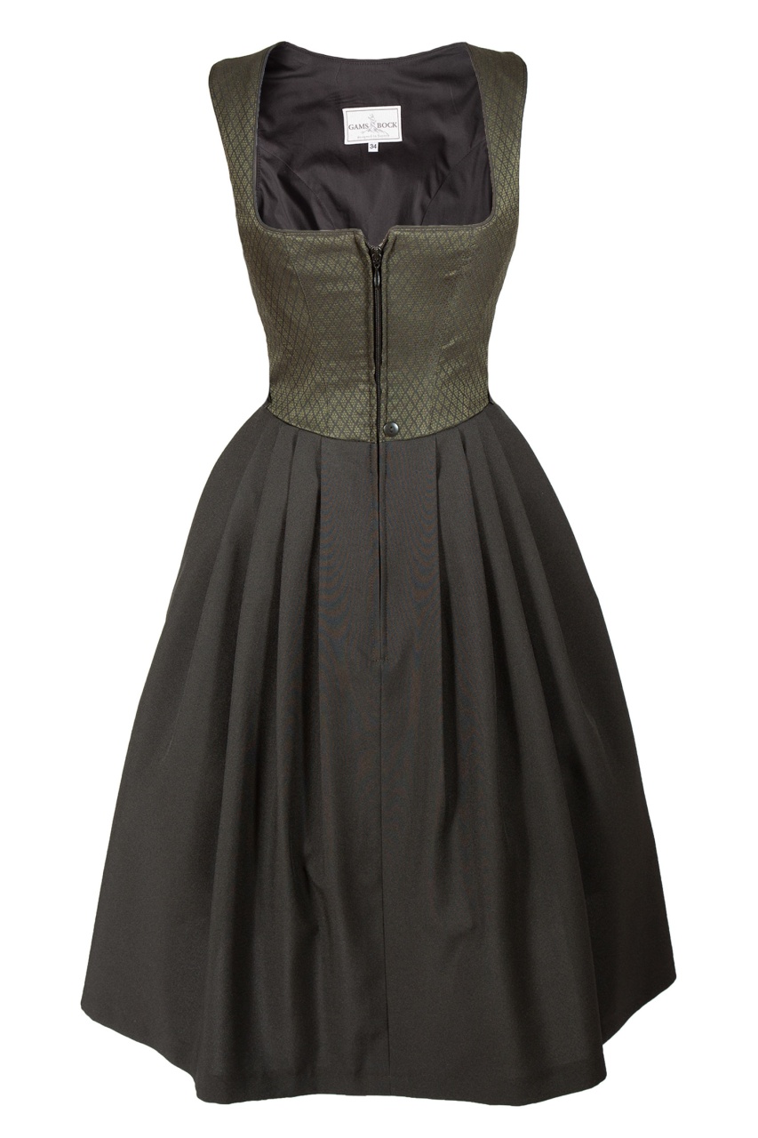 Gastrodirndl von Gamsbock in Oliv/Schwarz