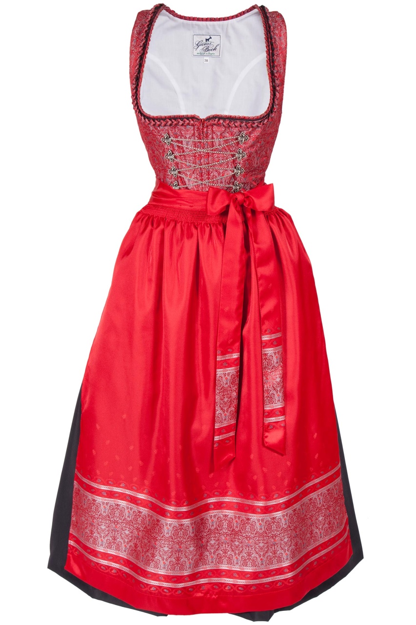 Dirndl von Gamsbock in Rot/Schwarz